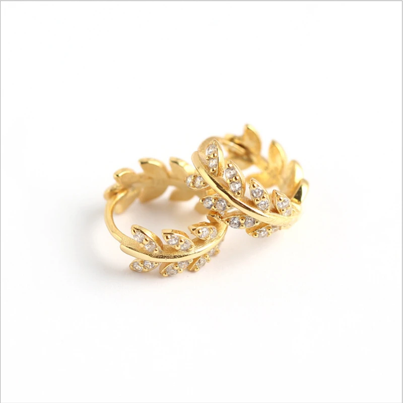 

Charm trendy earrings for women Olive branch Leaves earring earlobe piercing ear Clip on Earrings 925 silver fine jewelry gifts