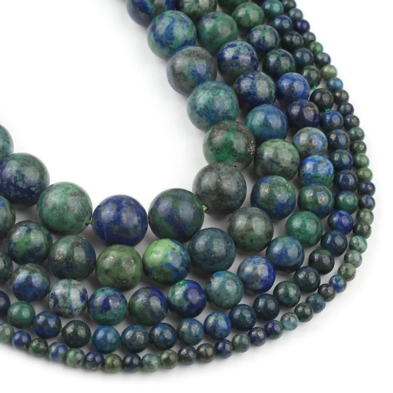 

Natural Stone Chrysocolla Azurite Phoenix Lapis Lazuli Round Loose Beads 6 8 10 12mm for Jewelry Making DIY Bracelet Necklace