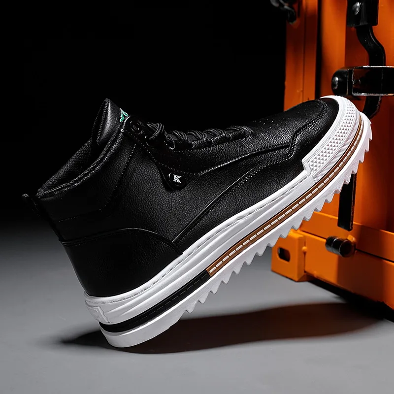 

Winter /Spring Fashion Casual Ankle Boots Men Shoes High quality PU Adult Rubber Snow Boots Men Work shoes Footwear Sneakersd