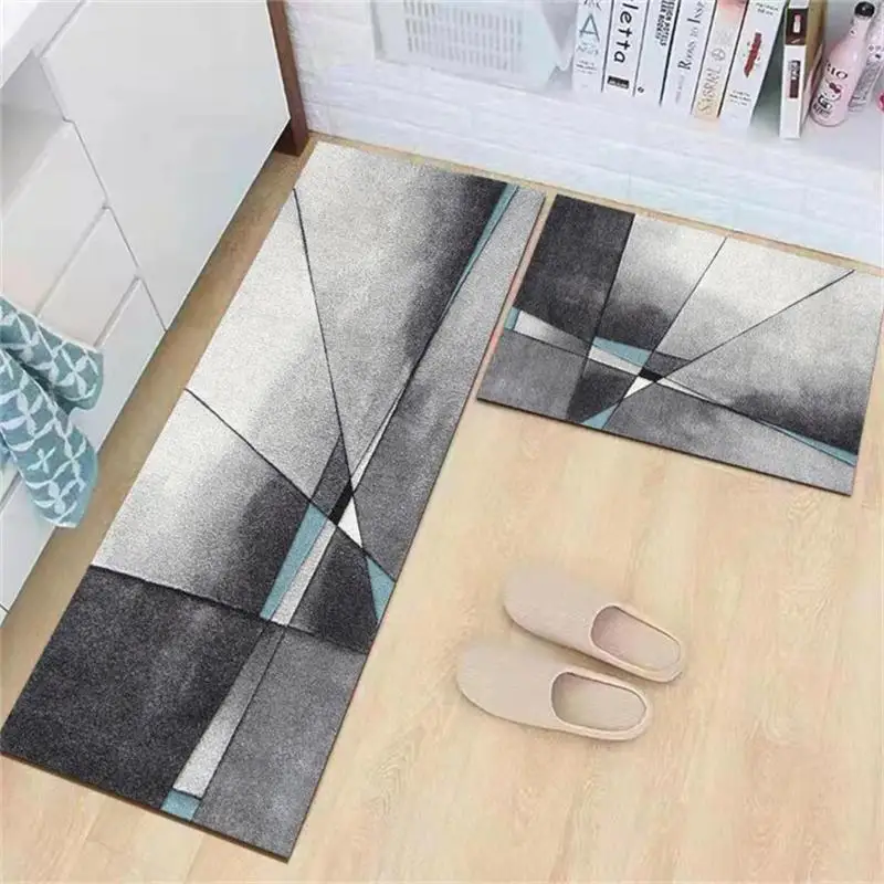 

2PCS/Set Anti-slip Kitchen Mat Absorbent Entrance Door Mat Prayer Carpet Living Room Balcony Area Rug Hallway Geometric Bath Mat