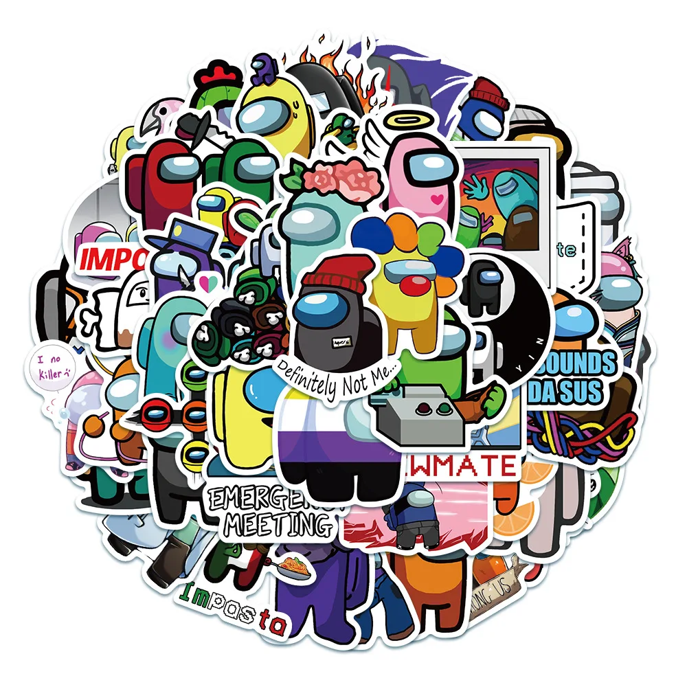 

50 Games Among Us Among Us Doodle Stickers Cute Cartoon Suitcase Laptop Guitar Waterproof Car Stickers