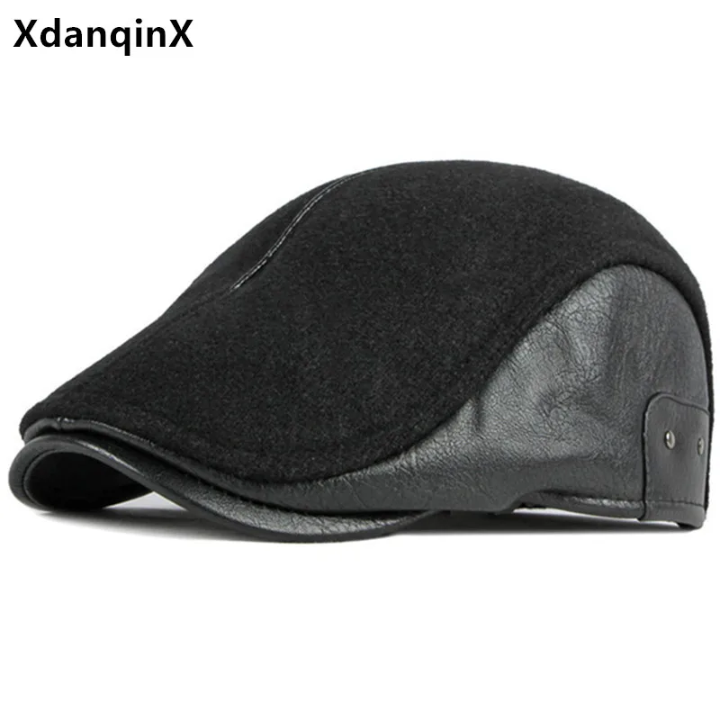

Зимние шапки XdanqinX для мужчин, британский винтажный берет, защита от холода, Мужская теплая Повседневная шапка с язычком, шапка для папы