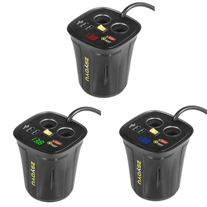 120w 12v24v dc outlet socket splitter power adapter 3 qc3 0 usb car charger led voltmeter onoff switch for cellphone free global shipping
