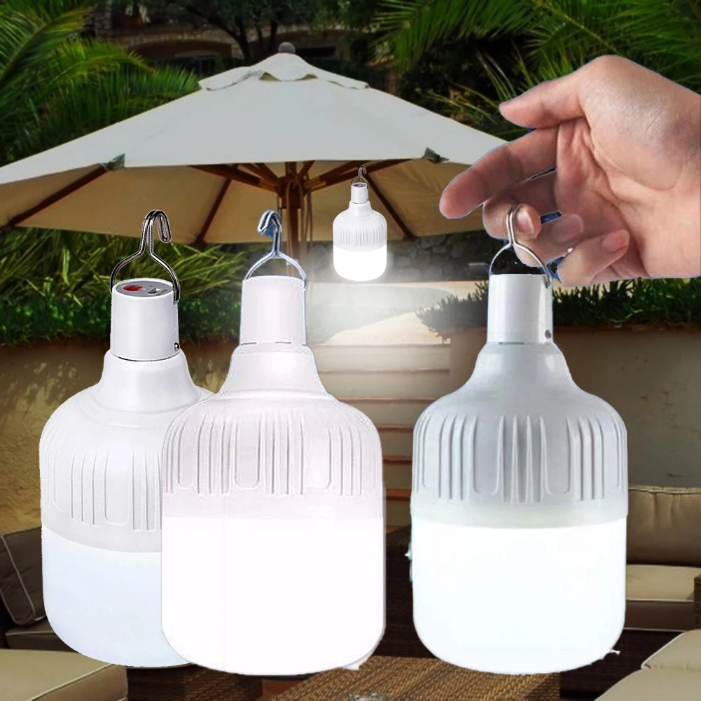 

Portable Tent Lamp Outdoor Hanging Light USB Rechargeable LED Bulb Light Emergency Lights Camping Fishing BBQ Hook Night Light