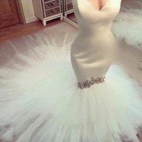 sexy sweetheart mermaid wedding dresses new elegant crystal beaded tulle satin bridal wedding gown robe de mariage christmas
