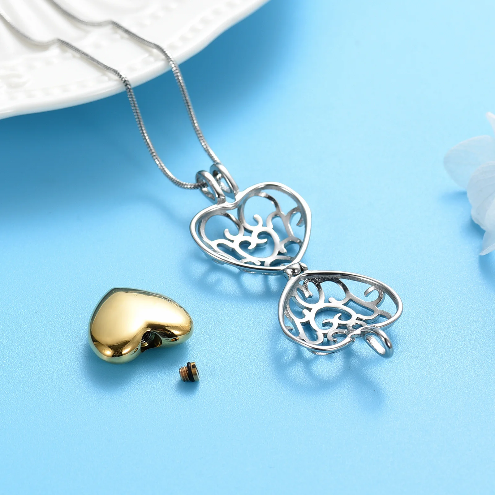 Внутри мини урна в виде сердца ювелирные изделия из нержавеющей стали кремации