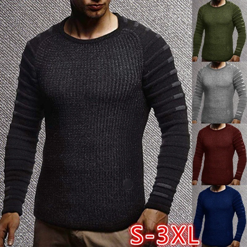 

Vogue Nice Slim Casual Mens Sweater Personality Fashion Woven Stitching Pullover Thick Sweater Male Streetwear Brand Clothes