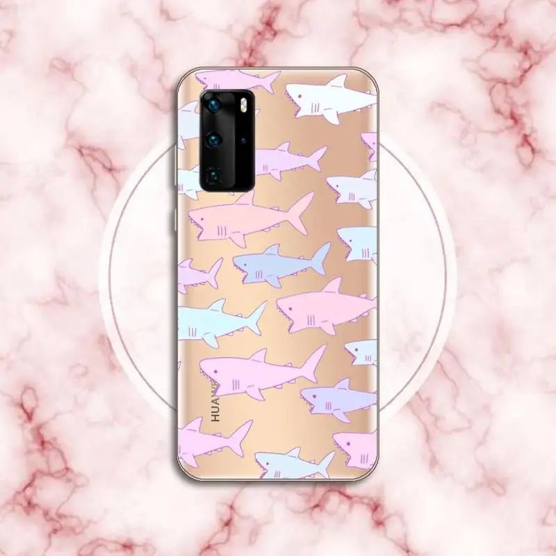 

shark cool Phone Case Transparent for Huawei P20 P30 P40 honor 8 10i P smart 2019 Samsung A71 A21S S10 20 plus