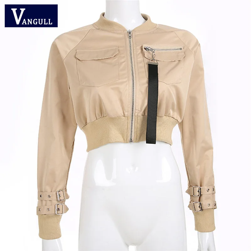 Vangull верхняя одежда пальто куртка бомбер Женская Осенняя с длинными рукавами и