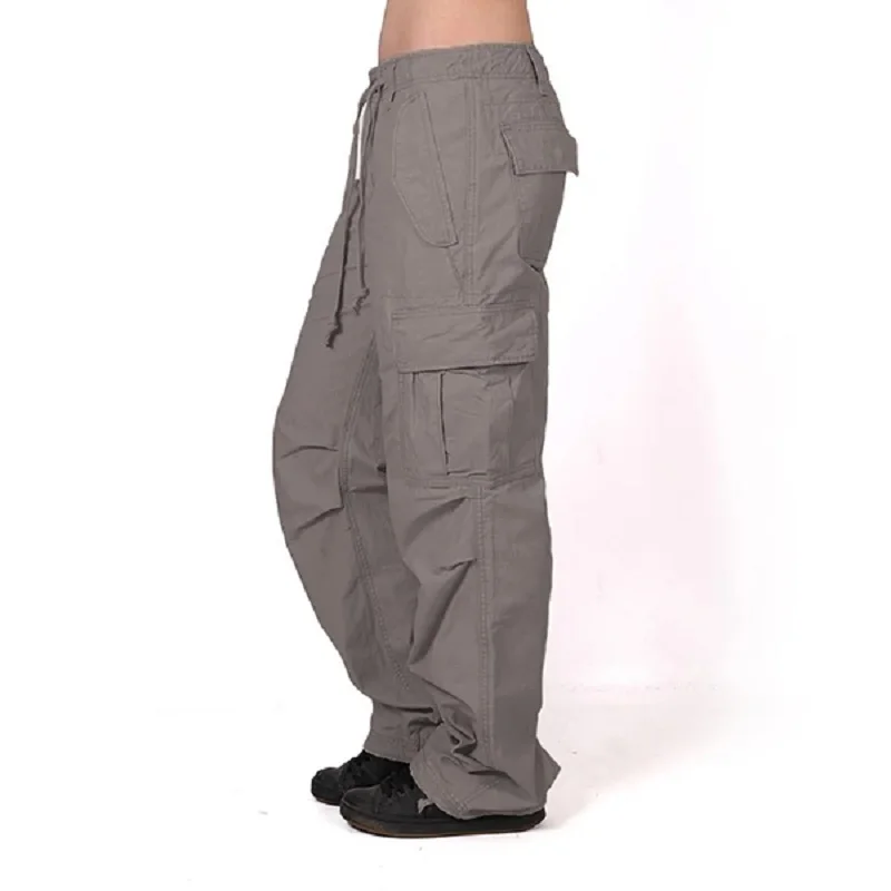 Женские Удобные повседневные брюки-карго на шнурке с карманами-XS-серый | Женская