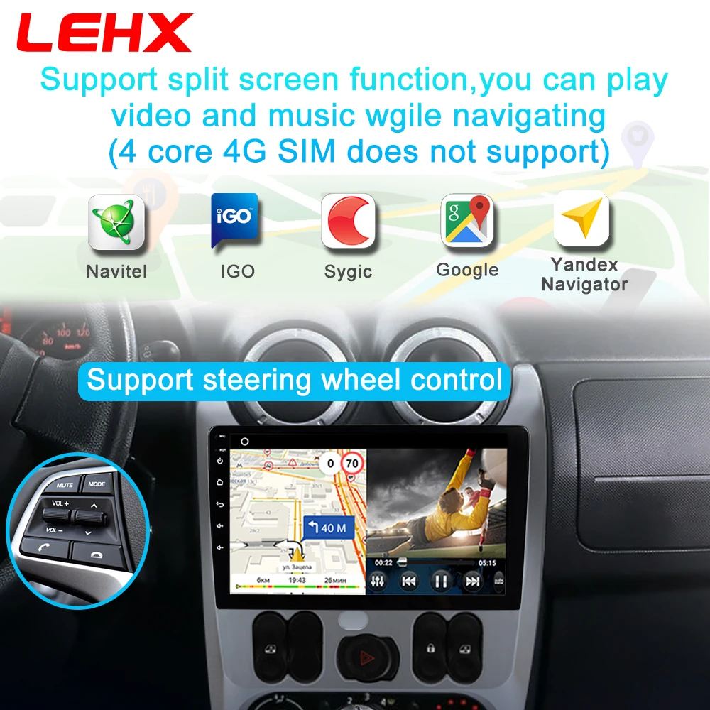 Автомагнитола LEHX мультимедийный видеоплеер на Android 9 0 с &quotэкраном для Renault Logan1