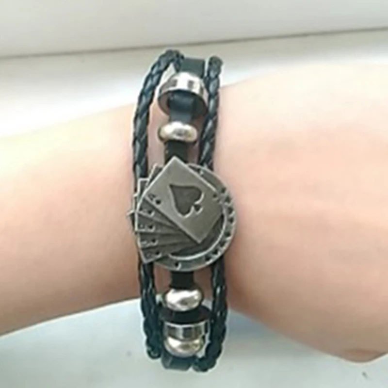 Мужской винтажный кожаный браслет Raja Vegas стильный многослойный Плетеный с