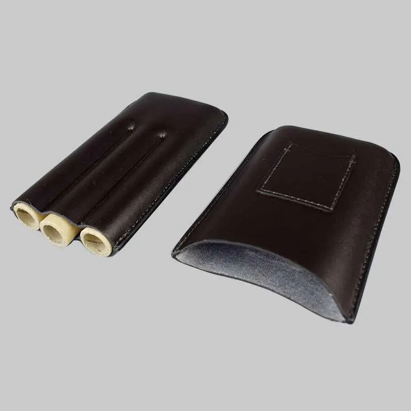 COHIBA Cigar Case Brown Homidor Leather 3 Tube Cas Portable Travel Humidor | Дом и сад