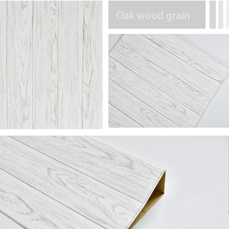 3D Wooden Wall Sticker Home Decor Foam Waterproof Covering Self Adhesive Wallpaper For Living Room Bedroom Roof Panel | Дом и сад
