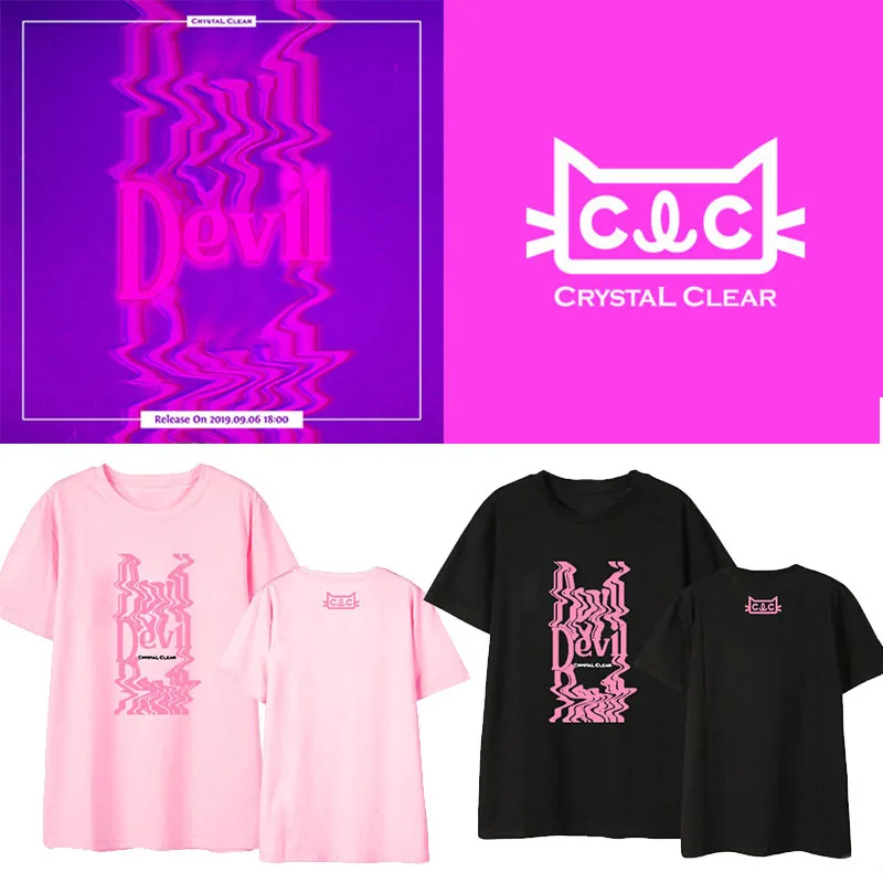 Kpop CLC Devil Album Shirts Уличная Повседневная Свободная футболка топы с короткими