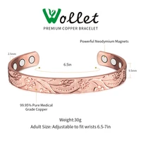 wollet jewelry bio magnetic open cuff copper bracelet bangle for women healing energy arthritis magnet pink