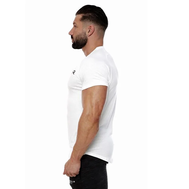 Летняя мужская хлопковая Спортивная повседневная футболка с коротким рукавом