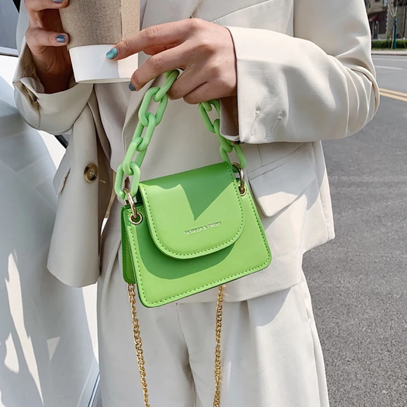 

Роскошная дизайнерская сумка на цепочке для женщин, цветная Маленькая Сумочка через плечо, модные миниатюрные клатчи на ремне