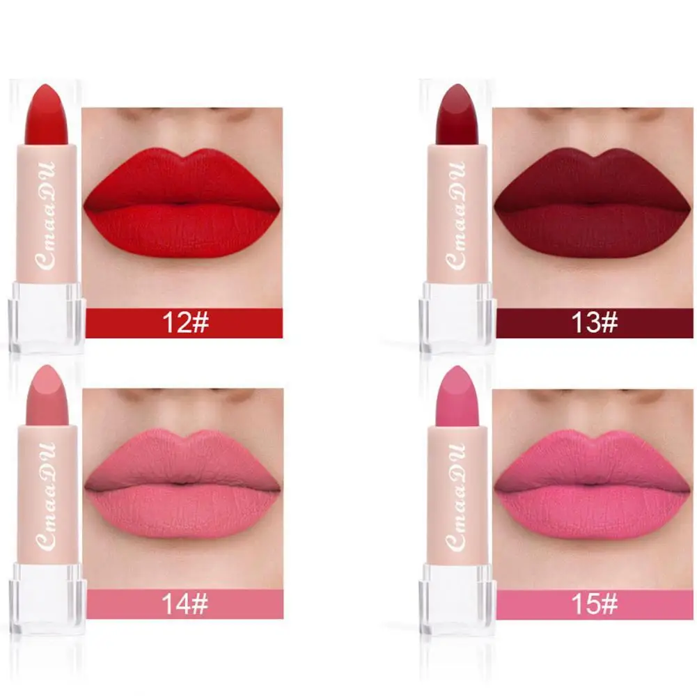 

15 Colors Nude Matte Lipstick Waterproof Long Lasting Lipgloss Cosmetics Makeup Moisturizing Lipstick Lip A4O0