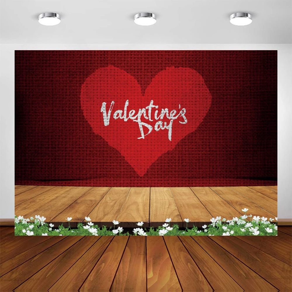 

Valentine's Day Wedding Photocall Love Heart Flower Wooden Floor Backdrop Photography Backgrounds For Photo Studio Photocall