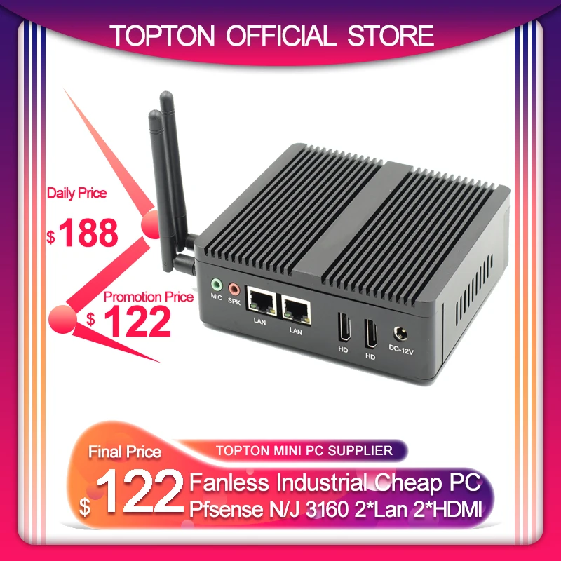 2 * Lan HDMI дешевый Topton Мини ПК Intel N3160/J3160 Windows 10 Pro Pfsense AES NI мини компьютер HD Graphics TV