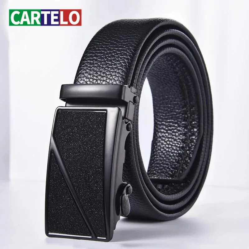 

CARTELO Men's Belt Cow Leather business Automatic Buckle Black Genuine Leather Belts for Men Best Quality Male Waist belt