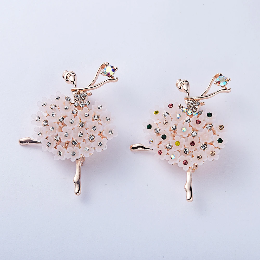 

1pc Gymnastics Girl Flower Dancer Crystal Brooches For Women Cute Pin Bijouterie High Quality Corsage Fashion Wedding Jewelry