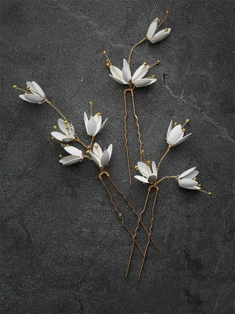 Свадебные аксессуары Белые цветы Заколки Ручной работы Ободки для волос Женские заколки Головные уборы Свадебные украшения Для невест.