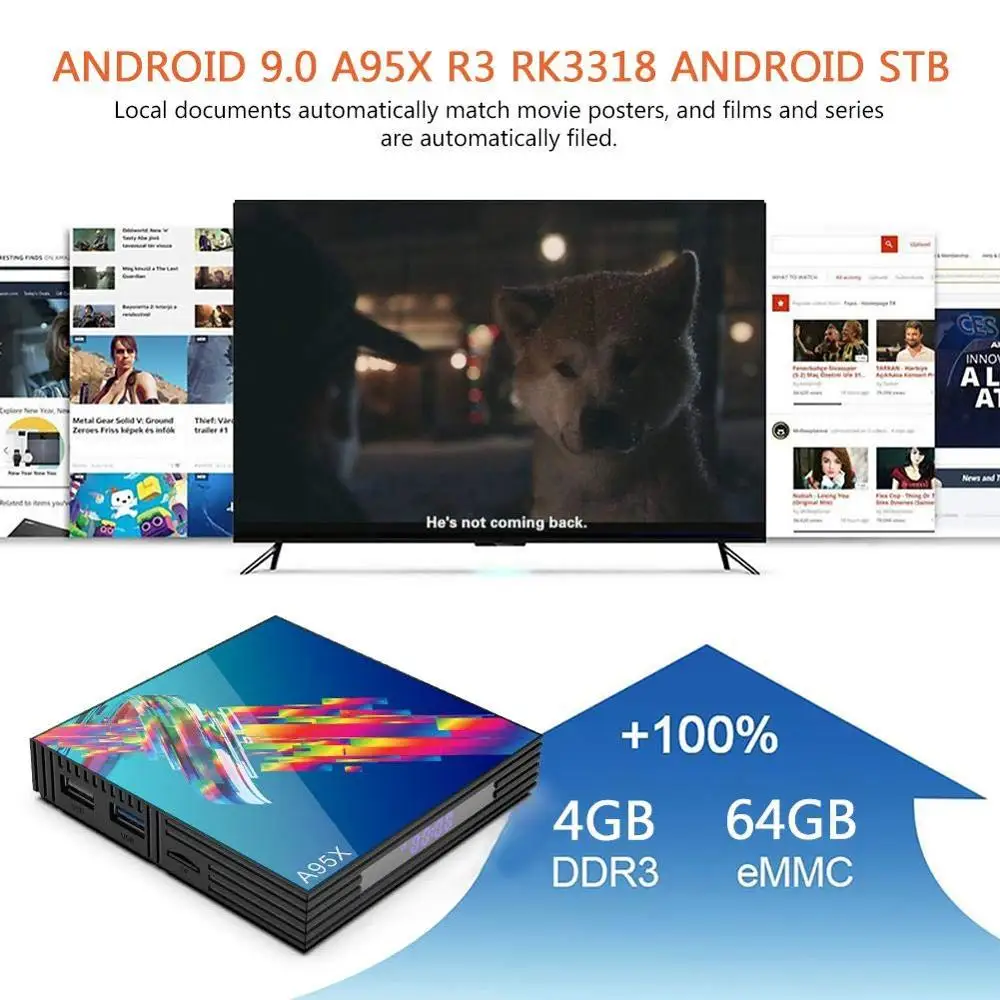A95X R3 Android 9 0 ТВ бокс на Rockchip RK3318 1080P 4K 60fps BT wifi Google Store Netflix Youtube 2 Гб 16 телеприставка 4 64