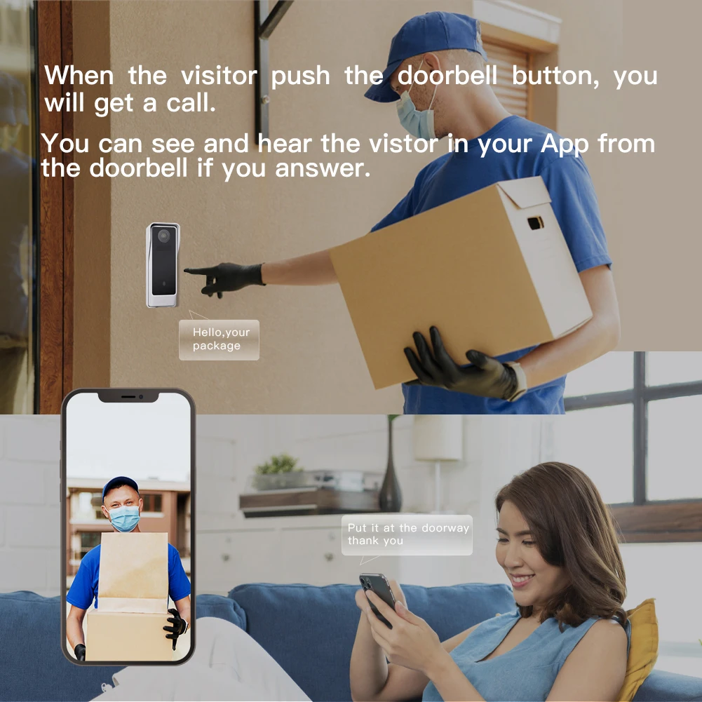 Беспроводной умный видеодомофон Tuya Smart Home 1080P HD камера видеонаблюдения