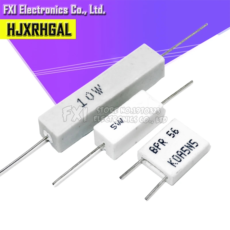 

10pcs 5W 10W BPR56 Cement resistance 0.1 ~ 10k ohm 0.33R 1R 10R 100R 0.22 0.33 1 10 100 1K 10K ohm Cement resistor igmopnrq