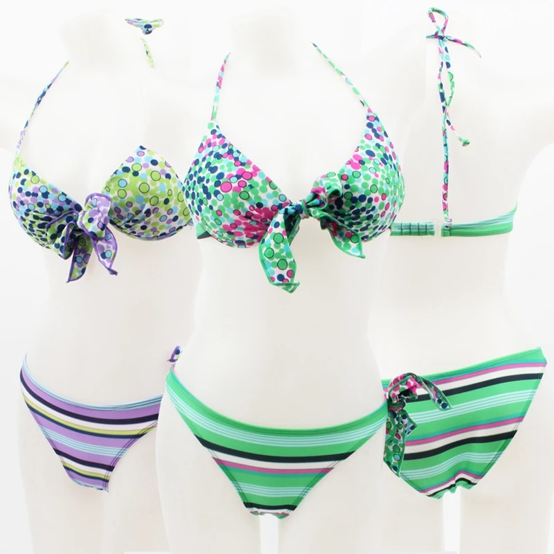 Купальник бикини с цветами и бантиком купальник на косточках пуш ап для девочек