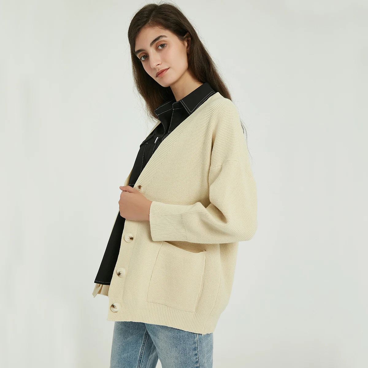 Wixra Женский вязаный кардиган свитер осень зима Повседневный v-образный вырез