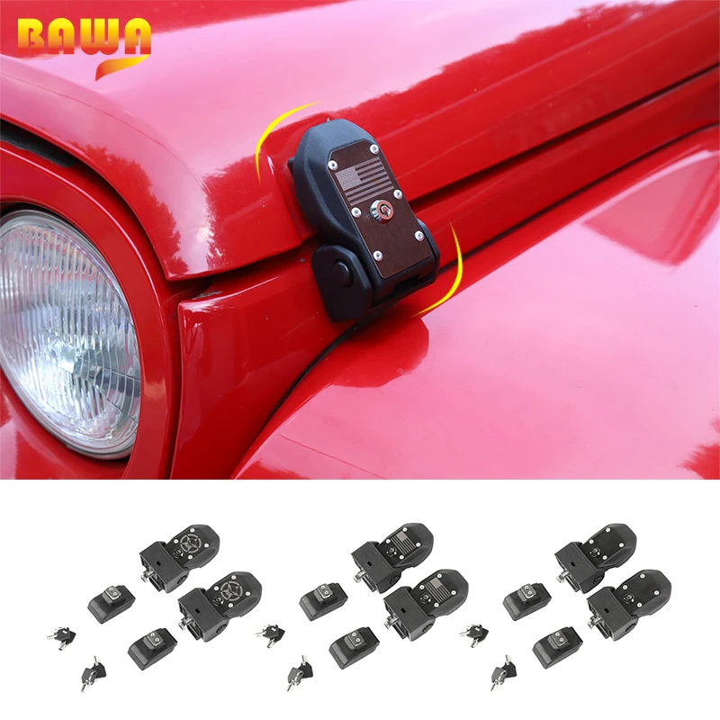 

BAWA Locks Hood for Wrangler Car Engine Hood Latch Catch With Key Lock for Jeep Wrangler JK 2007-2017 Exterior Accessories