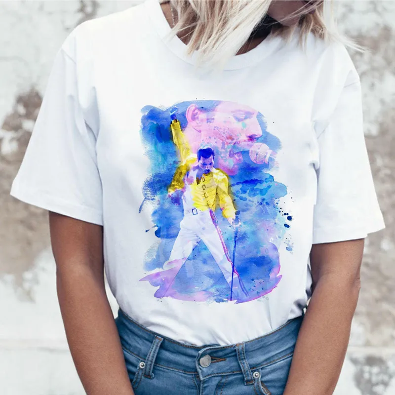 Футболка женская Повседневная Уличная модная рубашка с рисунком Фредди Меркьюри