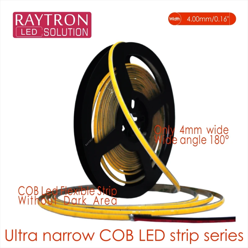 High CRI90 480 Chips Ultra-Narrow 4mm IP20 DC12V Cabinet Etc Light Design 3M Double-Sided Tape 5W/Meter COB Led Strip | Лампы и