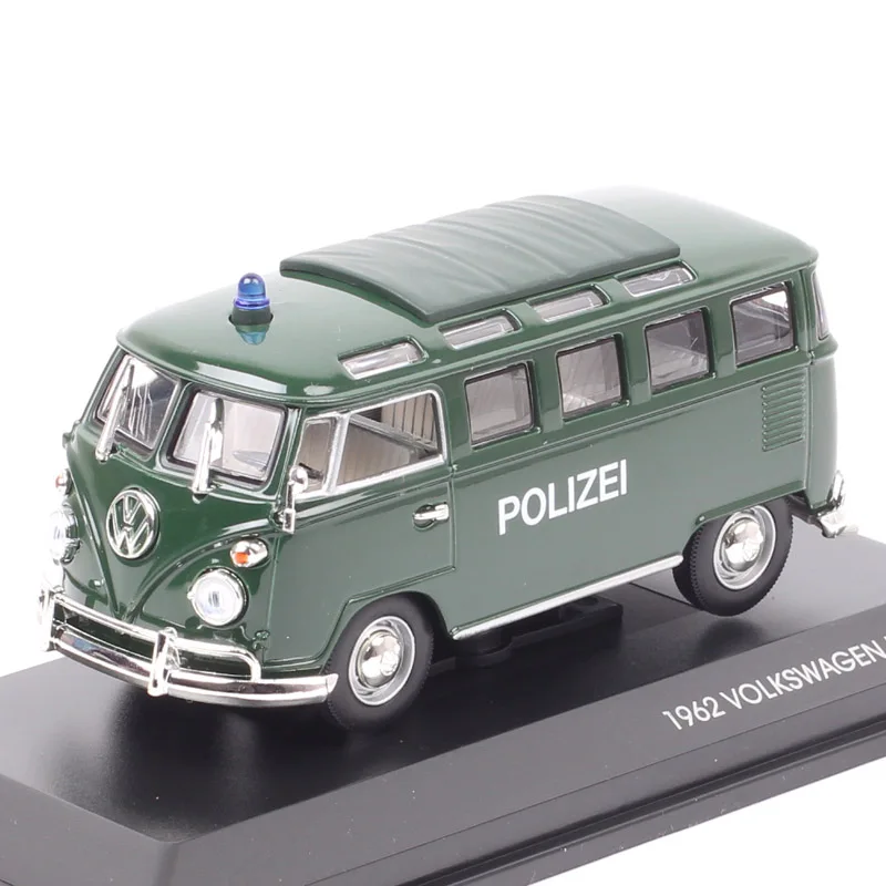 Yatming 1:43 Scales Classic VW Microbus Police Car 1962 Mini Van Fire Truck Diecast Model Auto Toy Vehicles With Acrylic Box Kid