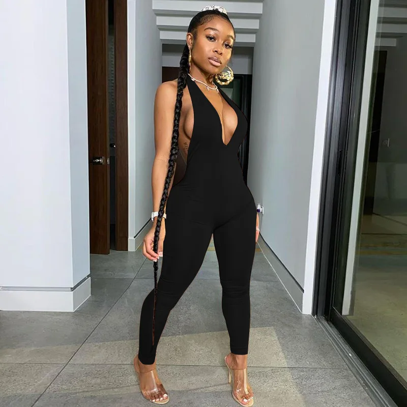 

NEW Summer Women Sexy Backless Jumpsuit Trousers Long Pants Bodycon Elegant Fitness Clothes Party Streetwear