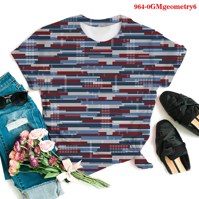 

Fashion Women's Tshirt Geometry Graphic 3D Printed Short Sleeve Shirts Summer Tops Funny T Shirts Gothic T-shirt Woman Tshirts
