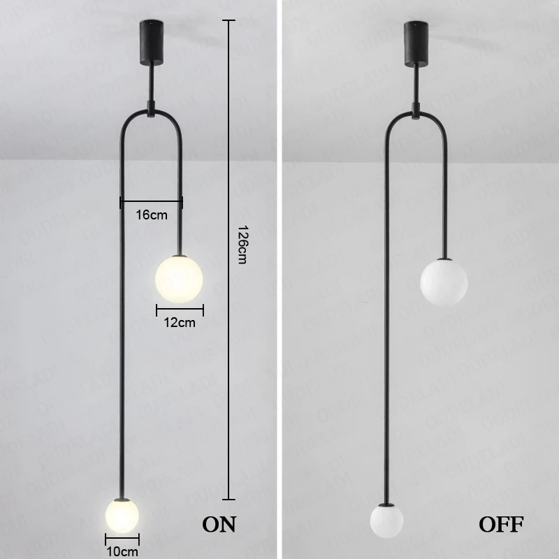 

Nordic minimalist bedroom bedside chandelier creative personality restaurant bar background wall geometric line lamp