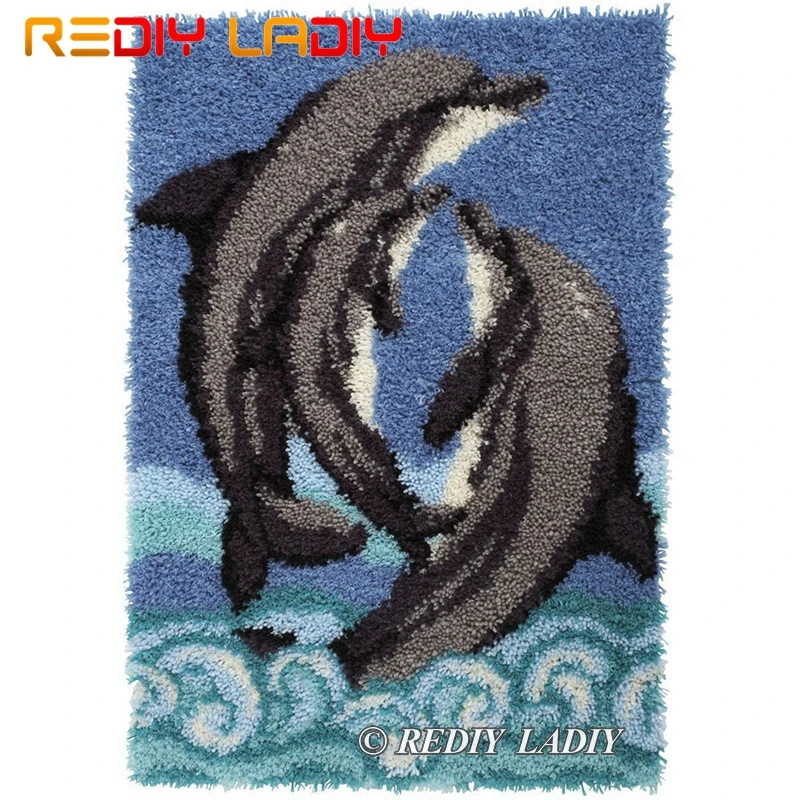 Наборы крючков с защелкой Сделайте свой собственный ковер Два дельфина гобелен