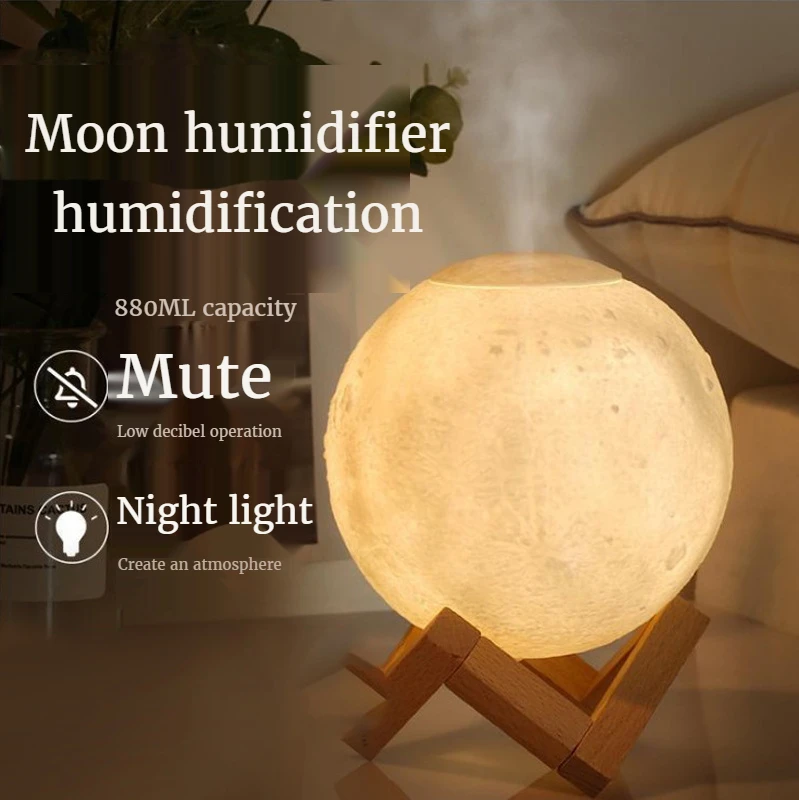 

Лунный увлажнитель, домашний бесшумный мини-светильник для маленькой спальни, увлажнитель воздуха, лунный светильник, Портативный Ночной с...