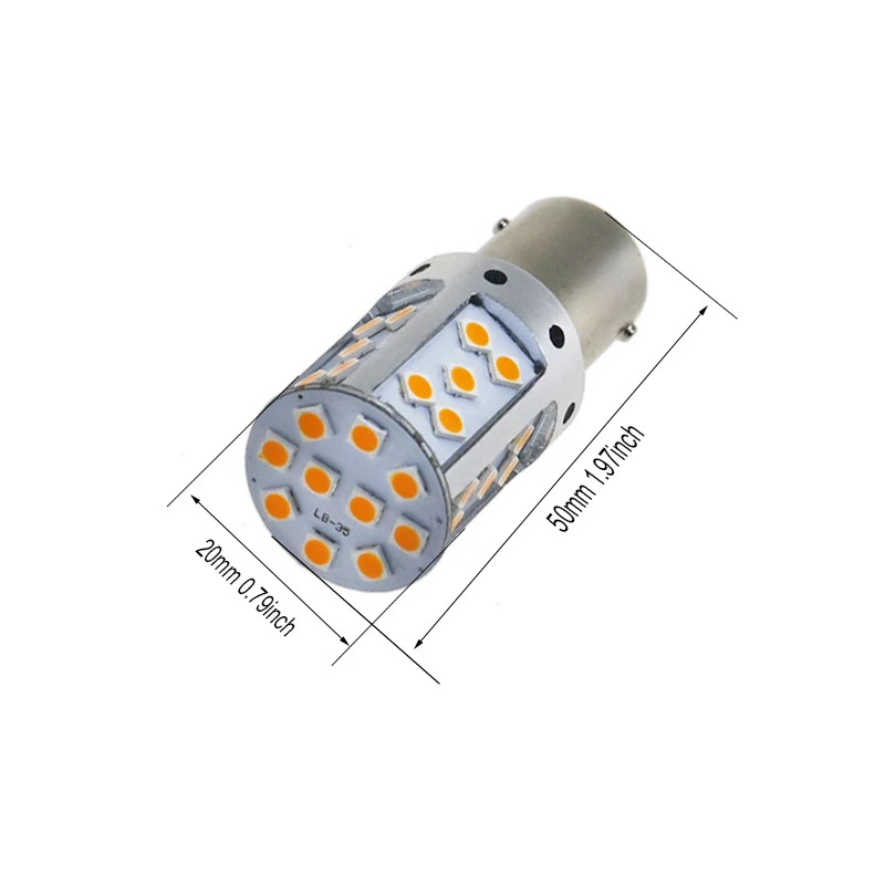 20 шт 1156 P21W BA15S PY21W BAU15S 7440 W21W светодиодный Canbus автомобильные лампы 2400Lm поворота янтарного светильник 3030 35smd индикатор для автомобильных фар