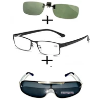 3pcsrectangular metal black business reading glasses for men women polarized sunglasses sports metal sunglasses clip
