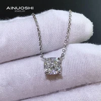 ainuoshi classic cushion cut 7x7mm simulated sona diamond necklace for women 925 silver surprise party gifts