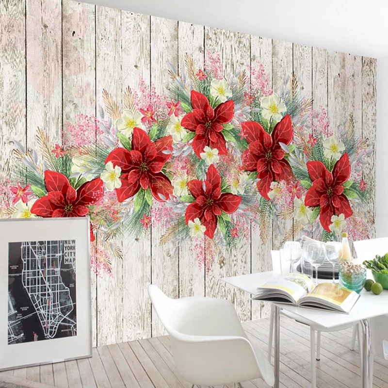 Фотообои на заказ Настенные обои в стиле ретро деревянная доска ручная роспись