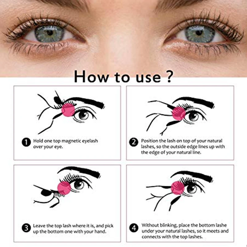 Магнитные ресницы-3D накладные ресницы многоразовые Ресницы 8 шт. (черные) |