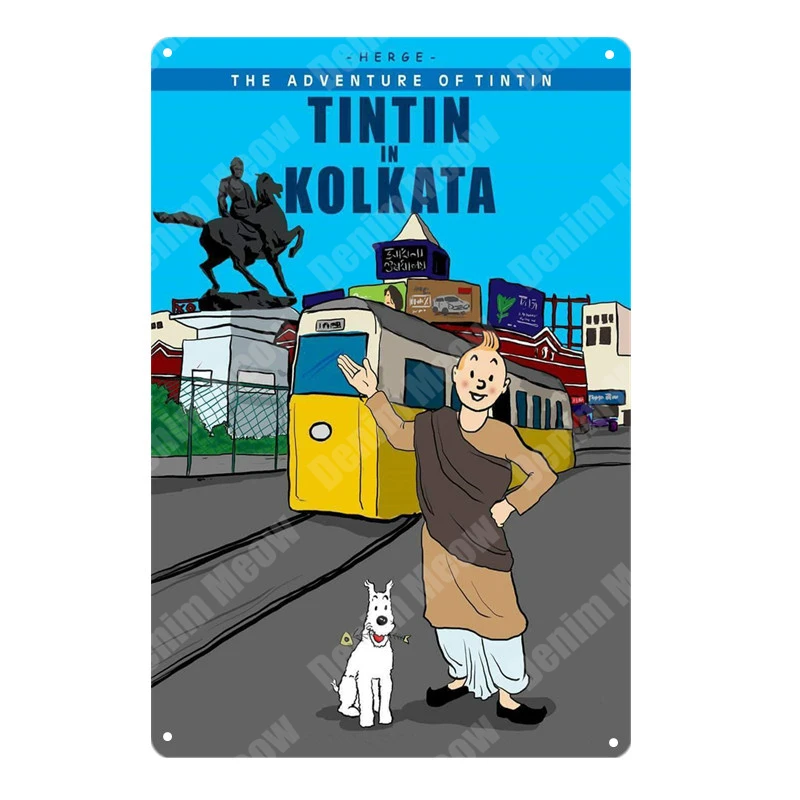 J Tintin мультфильм металлическая Оловянная вывеска Альфа арт живопись магазин настенный стикер домашний декор Tintin фильм плакат Бар Винтаж железные тарелки MN120 - Цвет: J