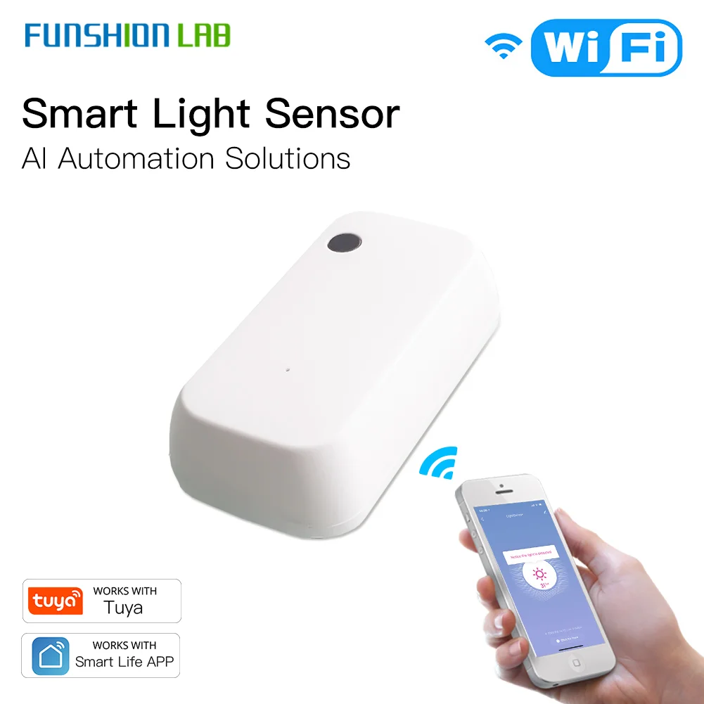 

WiFi Smart Light Sensor Tuya Smart Life App Control Lighting Illumination Sensor Detector to AI Automation 1000LUX 12V Max