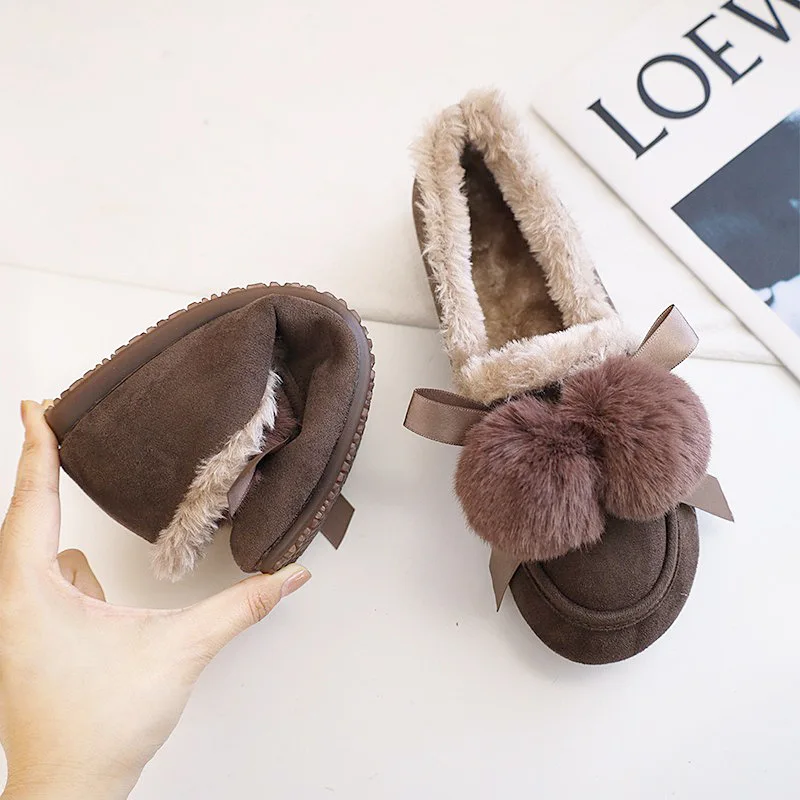 

Hairy Shoes Women's 2021 Autumn and Winter New Flat-bottomed One-step Pregnant Women's Peas Shoes Women's Hair Ball Cotton Shoes